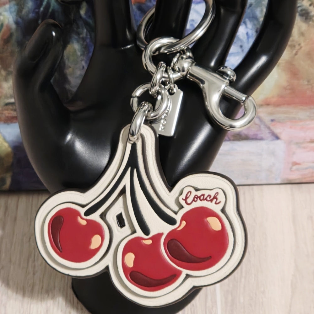 Coach Cherry Bag Charm Keychain Cherries Fob CZ092 Like New - Picture 4 of 14